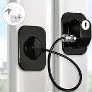 Refrigerator Lock Kids Door Security Lock with 2 Keys, Freezer Lock and Child Safety Cabinet Lock with Durable 3M Glue, for Cabinets, Closets, Drawers, Window and More, Easy Install and Use (Black)
