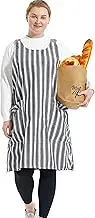 APRONNER Cross Back Plus Size Linen Aprons for Women with Pockets Blend Dress for Baking Cooking Gardening Works