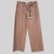 Mango Audrey Jeans Womens Size 4 Cropped Wide Leg Blush Pockets