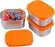 3Pcs Stainless Steel Snack Container with Silicone Lid 8oz Leakproof Snack Box Reusable Small Food Containers Portable Salad Box Dishwasher Freezer Safe for Daycare School Wook