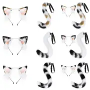 Foxes Wolf Animal Cosplay Costume Ears Tail Set Ears Headband with Tail