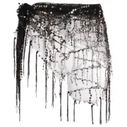 Belly Dance Hip Scarf Sequin Triangle Wrap Skirts(Black/Silver)