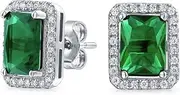 [Bling Jewelry] Traditional 1CT Cubic Zirconia Round Brilliant Cut AAA CZ Halo Solitaire Stud Earrings for Women in Rose Gold .925 Sterling Silver with Pink London Blue Emerald Green Purple Simulated Gemstones