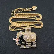 Betsey Johnson Necklace Imitation Pearl & Crystal Elephant Pendant Gold Tone
