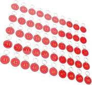 GAROZATION 50pcs Number Plate Marking Tags Metal Locker Hang Tags Key Label Key Labels Number Keychain Red Acrylic