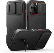 Suritch for iPhone 16 Pro Case with Slide Camera Cover and Adjustable Kickstand, Compatible with MagSafe, Shockproof Bumper Case Slim Protective Cover for iPhone 16 Pro 6.3 Inch,Black
