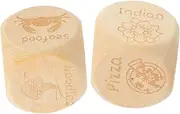 ERINGOGO 2Pcs Wooden Food Decision Dice Multi Sided Dices for Meal Choices Party Game Prop for Fun Dinner Dates and Flavor Exploration Unique Present Idea