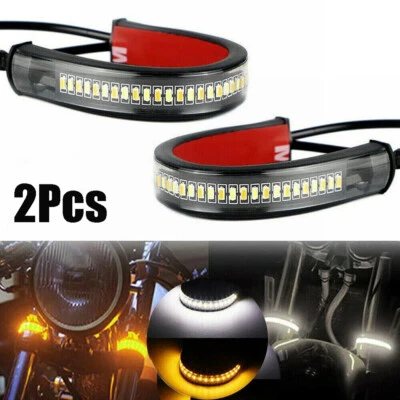 2Pcs Motorcycle LED Flexible Strip Light Integrated Tail Brake Stop Turn Signal