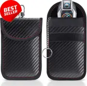 Lanpard RFID Car Key Signal Blocker Faraday Bag 2 Pack | Carbon Fiber Pouch