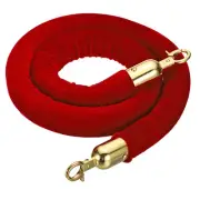 Dark Red Velvet Stanchion Rope Crowd Control Barrier Rope, (Goldn, 4 Feet)