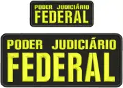 PODER J FEDERAL EMBROIDERY PATCHES 4X10 & 2X5 HOOK ON BACK YELLOW ON BLACK
