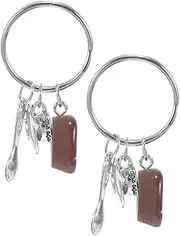 [LIFKOME] 2Pcs Miniature Coffee Cup Keychain Set Coffee Bean Spoon Charm for Bags Keys Backpacks Whimsical Accessory for Daily Use