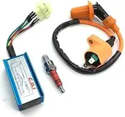 Vuzmode Ignition Coil for Gy6 150cc 125cc 50cc Scooter Motorcycle, 6pin Spark Plug Set, Motorbike Parts, Replacement (Color: MODEL A) Engine Ignition Coil Pack(BLACK MODEL A)