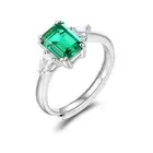 14K White Gold Plated Silver Ring 1.60 TCW Lab Grown Emerald Green/VS Rare Gift