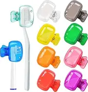 10 Pcs Toothbrush Covers Head Cap, Plastic Toothbrush Head Cover, Toothbrush Protector Clip for Family, Tooth Brush Travel Case Compatible with Manual and Electric Toothbrush (Style 1, One size)