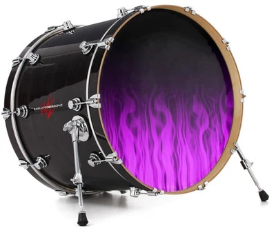Vinyl Decal Skin for 26" Bass Kick Drum Heads Fire Flames Purple