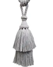 PAIR Natural Cotton Curtain Tie Back with tassel - LIGHT GREY 24cm