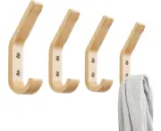 Wooden wall hook with 4 wall hooks