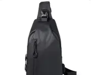 1 Men's Large Capacity Usb Charging Multifunctional Chest Bag Fashion Simple Commuter Lightweight Shoulder Crossbody Bag