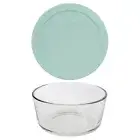 Pyrex 7201 4-Cup Round Glass Food Storage Bowl w/ 7201-PC Muddy Aqua Lid Cover