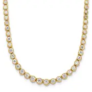 14k Yellow Gold 3 Ct. Lab Grown Diamond VS/SI+ G+ 16 inch with a 2 inch extension Graduated Bezel Set Tennis Necklace