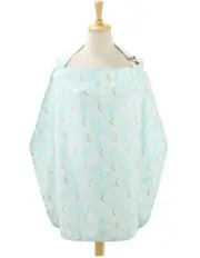 The Peanutshell Cotton Nursing Cover 92cm in Mint Chevron