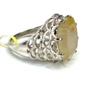 Bella Luce Rhodium Plated Sterling Rutilated Quartz Ring SZ 8 Openwork Filigree