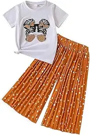 [Cakaner] Kid Toddler Girl Clothes Figure Graphic Short-sleeve Top + Leopard Print Pants 2 Piece Summer Outfits Set