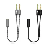 3.5mm Female to Two Male Stereo Cord Extension Cable Microphones Wire