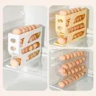 4 Layers Automatic Rolling Egg Holder Rack Fridge Egg Storage Box Container Kitc