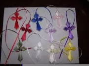 Plastic Canvas Ribbon Cross Bookmarks Set of 12