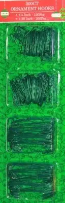 300 Count Holiday Ornament Hooks Green