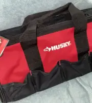 Husky Tool Bag Multi-Purpose Red Black Water-Resistant Canvas Hinged18X10