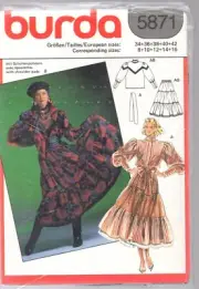 Burda Pattern 5871 Ladies Top & Skirt Size 8 - 16