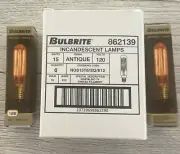 8 Restoration Hardware Vintage Antique Light Bulbs, 15 watts, T6, E12, 120 Volts