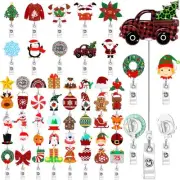 50 Pcs Christmas Badge Reel Retractable Christmas Badge Holder Christmas Badg...