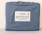 Linden Street KING Sheet Set 55% Cotton 300TC Grayish Blue Indigo 18" Deep New