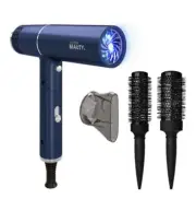 New Cortex Beauty AirFold Ionic Foldable Dryer + Blowout Brush Set Blue Color