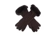 Dents Women's Lambswool Angora And Nylon Blend Cable Knit Gloves With Fur Cuff