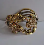 KIRKS FOLLY FROG BRACELET ANTIQUE GOLD TONE