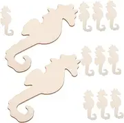 MOLUCKFU Unique DIY Craft Kit 12pcs Wooden Seahorse Slices Unfinished Ornaments for Custom Decor