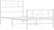 vidaXL Metal Bed Frame with Headboard and Footboard - Sturdy Steel Construction, Extra Under Bed Storage Space, White, Ideal for Bedroom 107x203 cm