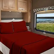 PRATYUX RV Twin 28” X 75” | 1000-Thread Count Organic Cotton Sheet Set 10 inch Deep Pockets - Made for RV Camper, Motorhome, Travel Trailer - Burgundy Color