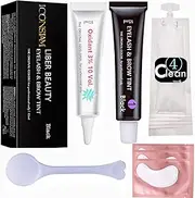 Eyelash D-y-e Kit Black at Home, Eyebrow Lash T-in-t Lasting Black Color 8 Weeks Professional Training Lash Coloring Kit Treatment Only Takes 30 Minutes(Black d-y-e kit-15ml)