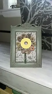 Vintage One Of A Kind Hand Crafted Spool Art With Antique Wood HandPainted Frame
