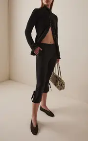 [COLLEEN ALLEN] Tie-Detailed Stretch-Crepe Capri Pants