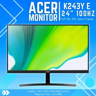 宏碁 顯示器 Acer K243Y-E 24 英寸 LED FHD IPS 100Hz 1ms 揚聲器無框遊戲