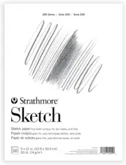 Strathmore 200 Series Sketch Pad, 9x12 inch, 100 Sheets, Tape 9x12, White