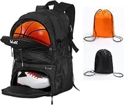 Basketball Backpack Large Sports Bag with Separate Ball Holder & Shoes Compartment, Best for Basketball, Soccer, Volleyball, Swim, Gym, Travel