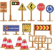 KOMBIUDA Road Sign Toy for Kids Mini Traffic Cone Set Educational Kids Traffic Toys 30 Pieces